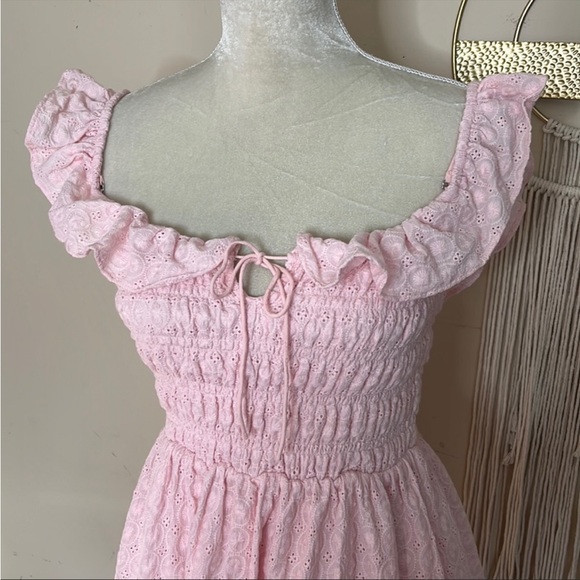 majorelle • eyelet smocked off shoulder mini dress - Picture 9 of 10